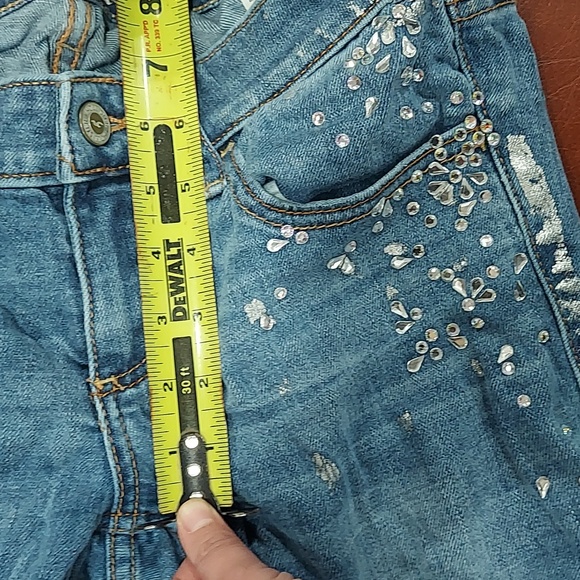 Y2K Hollister size 3 or 26 rhinestone silver embellished skinny jeans - Picture 8 of 10